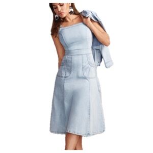 Eva Mendes New York & Company Denim Flare Midi Dress